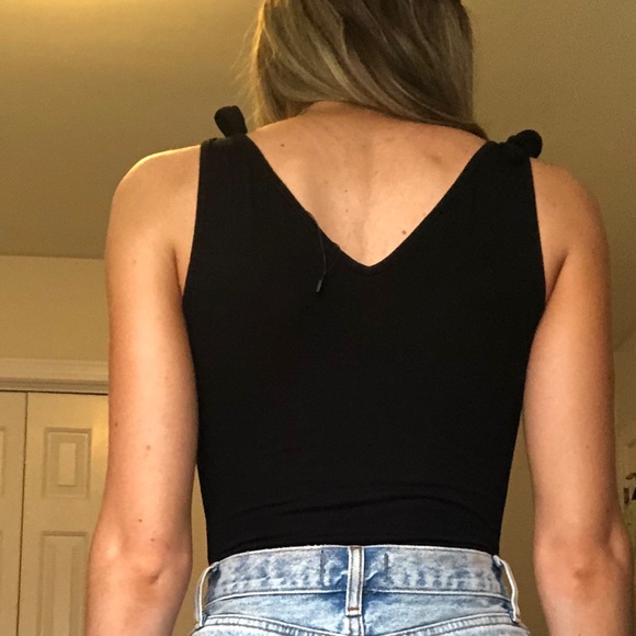 Nasty Gal Black Tie Shoulder Bodysuit - Picture 2 of 2